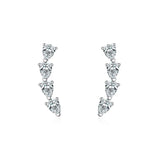 SE22 Silver Needle Heart Crystal Hoop Earrings