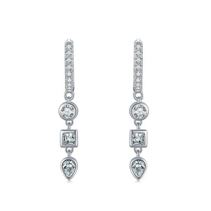 SE22 Silver Needle Heart Crystal Hoop Earrings