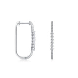 SE22 Silver Needle Crystal Hoop Earrings For Women