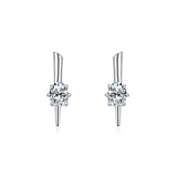 SE22 Silver Needle Crystal Hoop Earrings For Women