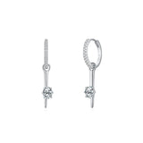 SE22 Silver Needle Crystal Hoop Earrings For Women