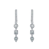 SE22 Silver Needle Crystal Hoop Earrings For Women