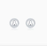 925 Silver CZ Double Pearl Stud Earrings Women