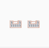 925 Silver CZ Double Pearl Stud Earrings Women