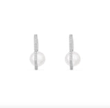 SE4 Silver Lace CZ Double Pearl Stud Earrings Women