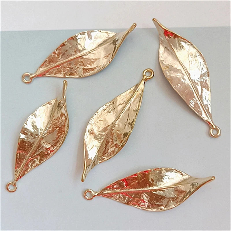 10 PCS 50x16mm Leaf Pendant Metal Alloy for DIY Jewelry Making