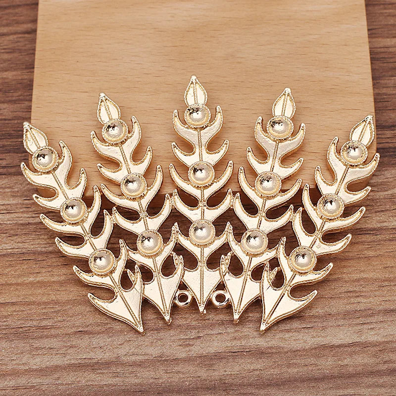 10 PCS Retro Palace Bride Headwear Metal Feather Accessories