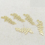 100 PCS 11*28mm Metal Raw Brass Leaves Pendant DIY Jewelry Accessories
