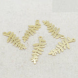 100 PCS 11*28mm Metal Raw Brass Leaves Pendant DIY Jewelry Accessories