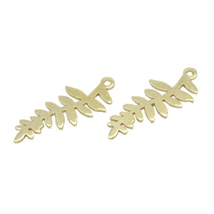 100 PCS 11*28mm Metal Raw Brass Leaves Pendant DIY Jewelry Accessories