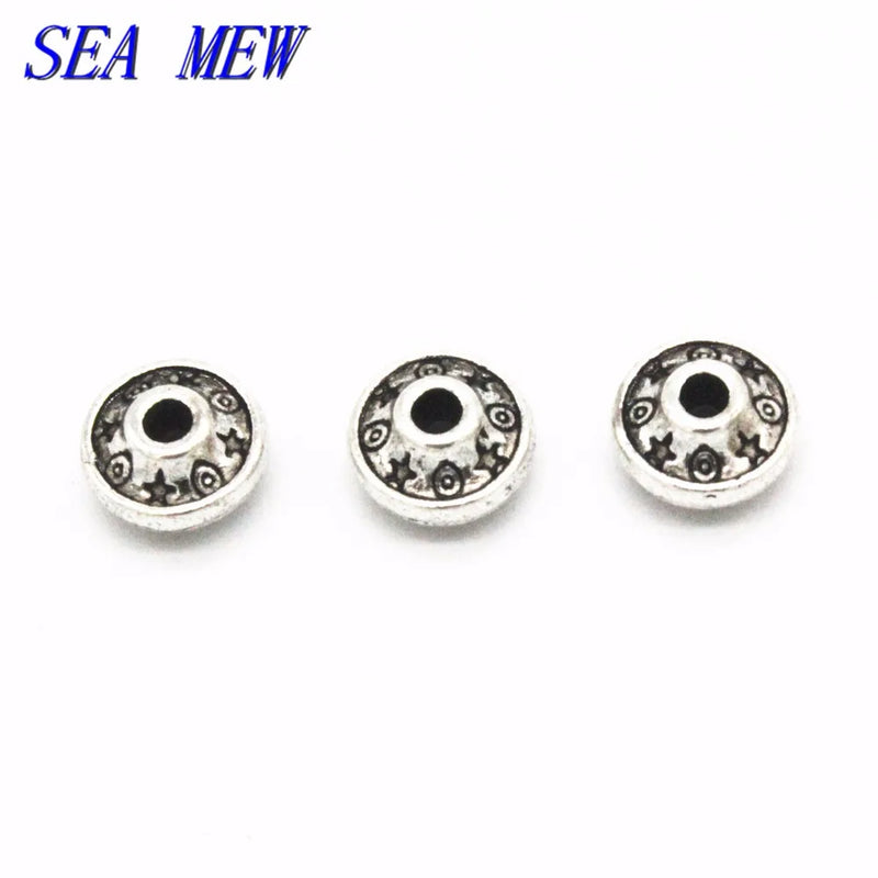 100PCS Antique Silver Spacer Beads Vintage Metal Alloy Spacer Beads