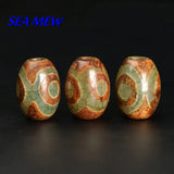 Vintage Tibetan Eyes Dzi Beads, Oval Stone Spacer Beads