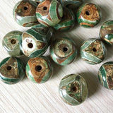 20 PCS Vintage Tibetan Dzi Beads, Round Flat Spacer Beads Jewelry Making