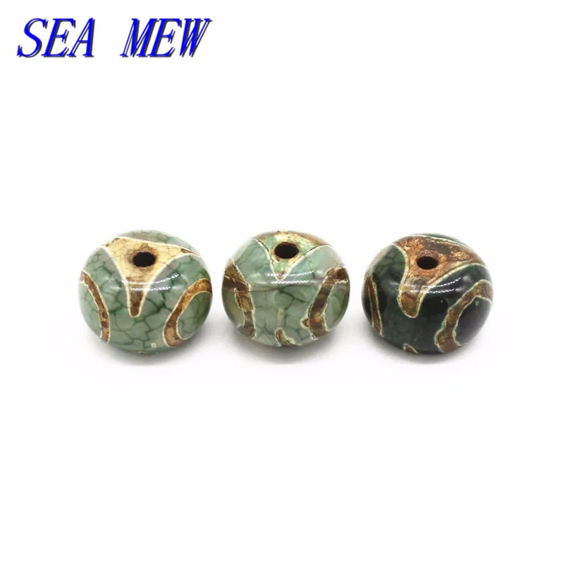 20 PCS Vintage Tibetan Dzi Beads, Round Flat Spacer Beads Jewelry Making