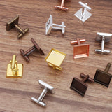 20 PCS Square Cufflinks Base Setting Metal Copper Cufflinks Blank Tray