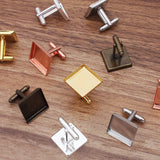 20 PCS Square Cufflinks Base Setting Metal Copper Cufflinks Blank Tray
