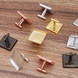 20 PCS Square Cufflinks Base Setting Metal Copper Cufflinks Blank Tray