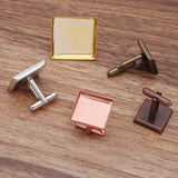 20 PCS Square Cufflinks Base Setting Metal Copper Cufflinks Blank Tray