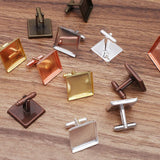 20 PCS Square Cufflinks Base Setting Metal Copper Cufflinks Blank Tray