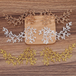 5 Pairs Retro Palace Bride Headwear Metal Leaf Branch Accessories