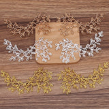 5 Pairs Retro Palace Bride Headwear Metal Leaf Branch Accessories