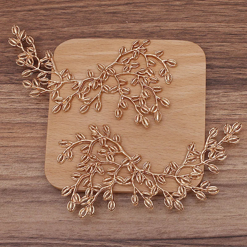 5 Pairs Retro Palace Bride Headwear Metal Leaf Branch Accessories