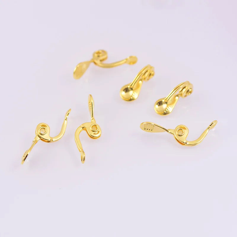 50PCS Gold Ear Clip For Women,Copper Earrings Base Setting
