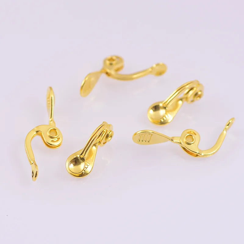 50PCS Gold Ear Clip For Women,Copper Earrings Base Setting
