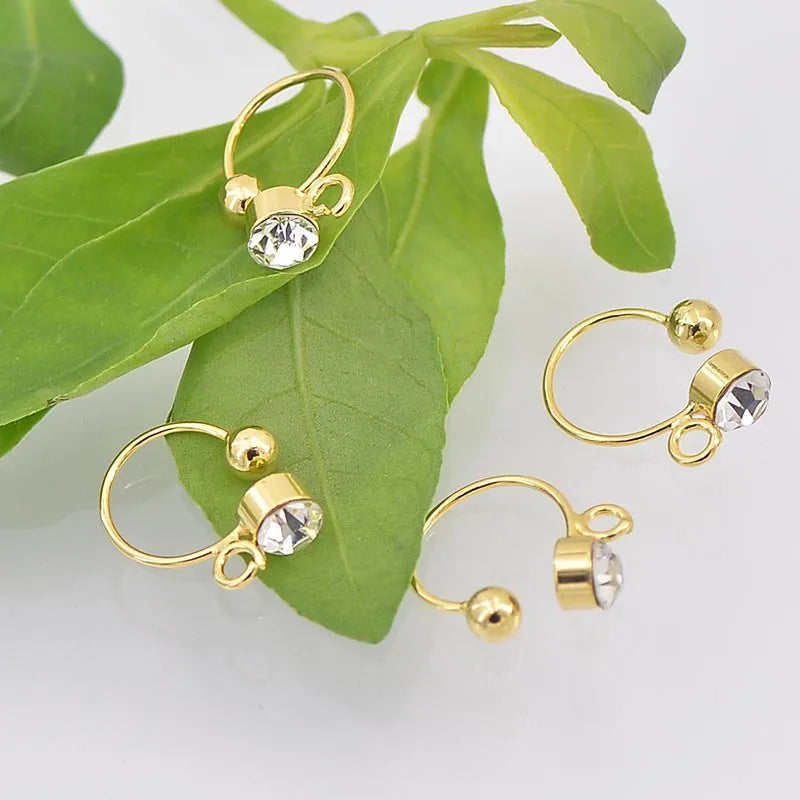 50PCS Gold Crystal Rhinestone Earrings Base Setting
