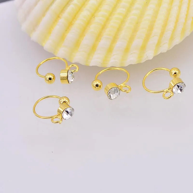 50PCS Gold Crystal Rhinestone Earrings Base Setting
