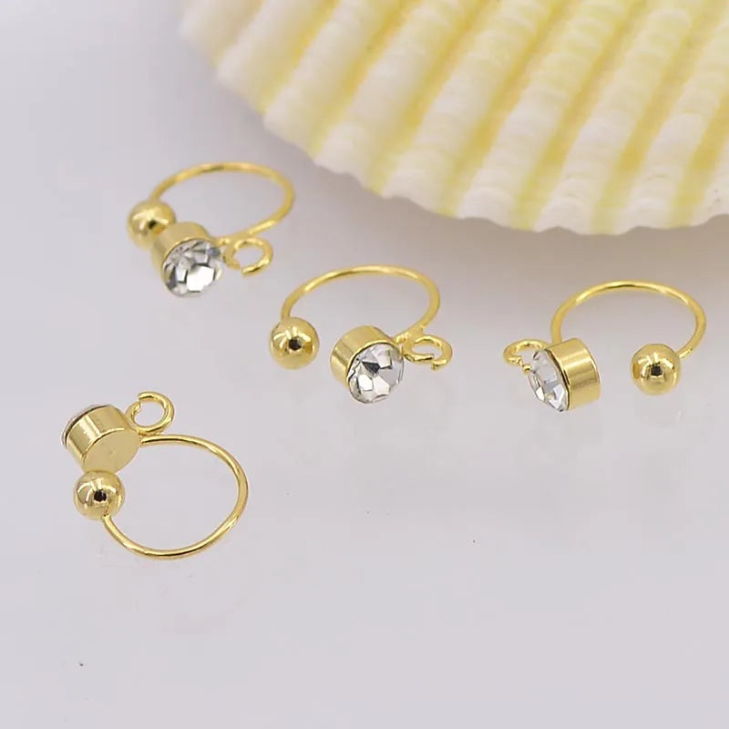 50PCS Gold Crystal Rhinestone Earrings Base Setting