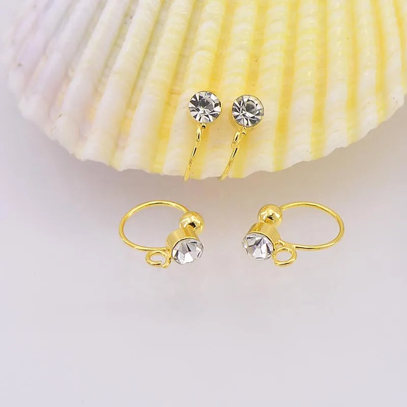 50PCS Gold Crystal Rhinestone Earrings Base Setting
