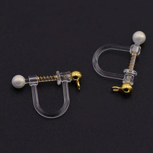 50PCS Steel Spring Pearl Ear Clip For Jewelry Making