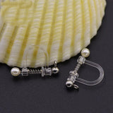 50PCS Steel Spring Pearl Ear Clip For Jewelry Making