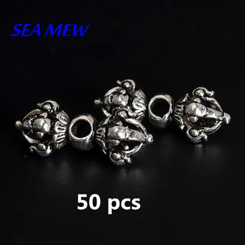Antique Silver Vajra Bell Charms Spacer Beads DIY Jewelry Making