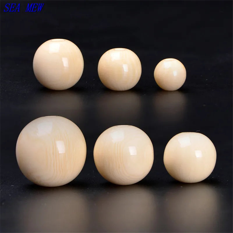 Resin Round Spacer Beads Hole Beads Ivory Beads 6/8/10/12/14/16mm