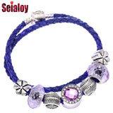 Purple Beads Eternal Love Charm Bracelet Bangle