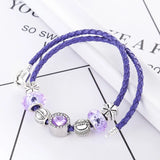 Purple Beads Eternal Love Charm Bracelet Bangle