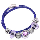 Purple Beads Eternal Love Charm Bracelet Bangle