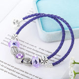 Purple Beads Eternal Love Charm Bracelet Bangle
