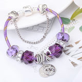 Purple Crystal Bracelet For Women Heart Shaped Safety Chain Galaxy Beads