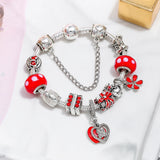 Red Heart Charm Bracelet Red Crystal Gift Wrap Bangle Jewelry
