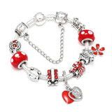 Red Heart Charm Bracelet Red Crystal Gift Wrap Bangle Jewelry