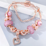 Rose Bracelet & Bangles For Women Love Daisy Pink Beads Charm