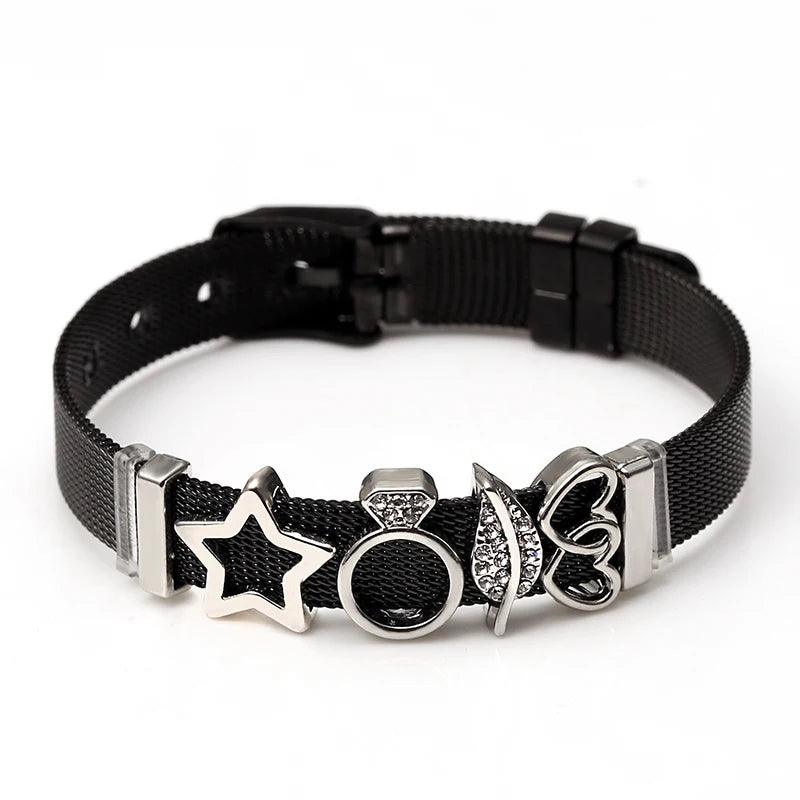 Stainless Steel Mesh Charm Bracelet for Women Men
