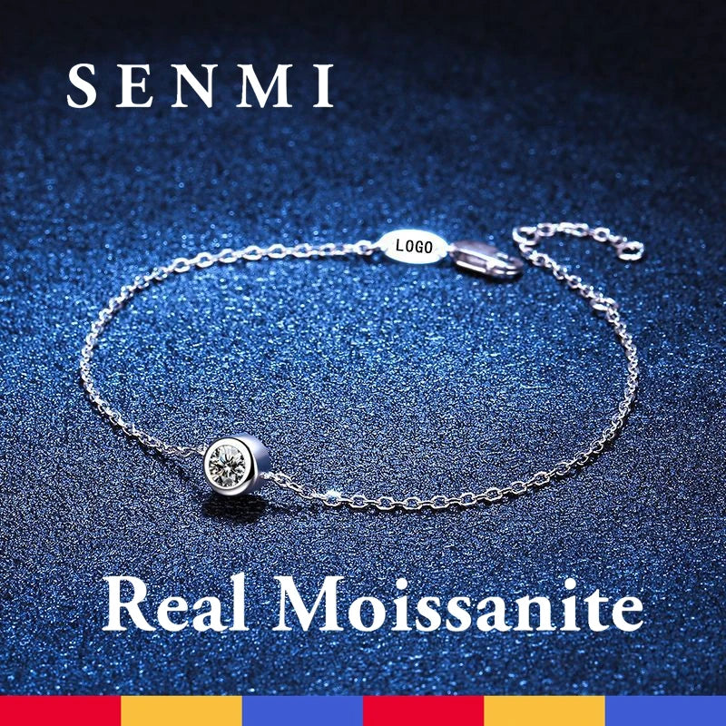 Real Moissanite Lucky Bubble Bracelet for Women Girl
