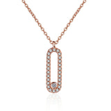 Moissanite Necklace Paper Clip Pendant 18K Rose Plated Jewelry