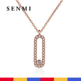 Moissanite Necklace Paper Clip Pendant 18K Rose Plated Jewelry