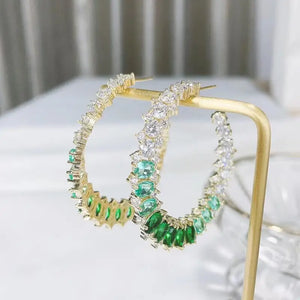 SENYU C Shape Hoop Earrings Full Zircon Spiral Circle Women Jewelry