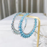 SENYU C Shape Hoop Earrings Full Zircon Spiral Circle Women Jewelry